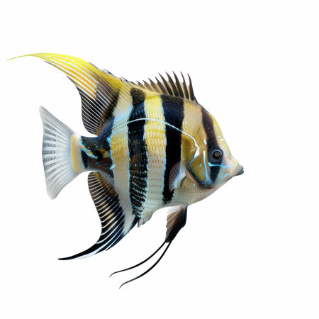 3D digital render of a tropical fish, isolated on white backgroundの写真素材