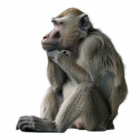 3D rendering of a female Long-tailed Macaque isolated on white background
