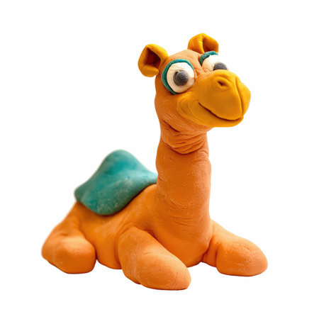 Plasticine camel toy isolated on white background with clipping path.の写真素材