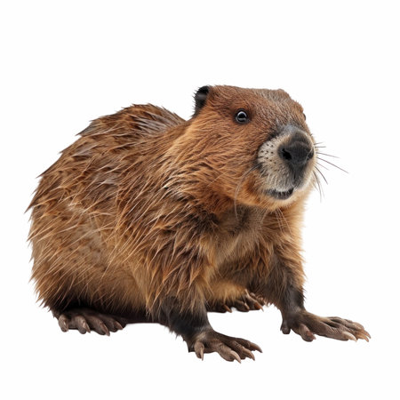Beaver isolated on a white background. Clipping path included.の写真素材