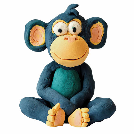 Plasticine monkey isolated on white background. Clipping path included.の写真素材