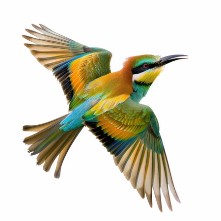 Beautiful bee-eater bird isolated on white background with clipping pathの写真素材