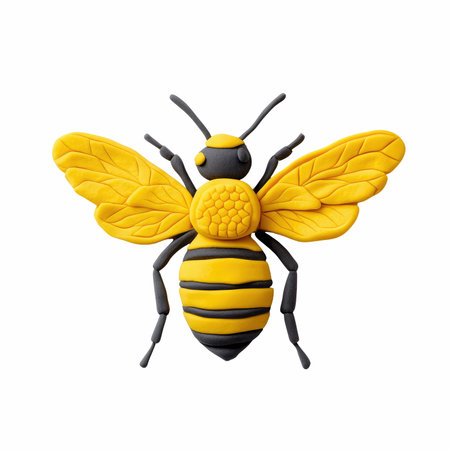 bee isolated on a white background. 3d rendering, 3d illustration.の写真素材