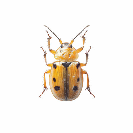 Yellow beetle isolated on white background with clipping path. Side view.