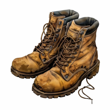 Hiking boots isolated on a white background. Clipping path included.の写真素材