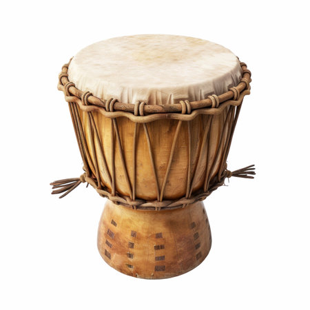 African djembe drum isolated on white background with clipping path.