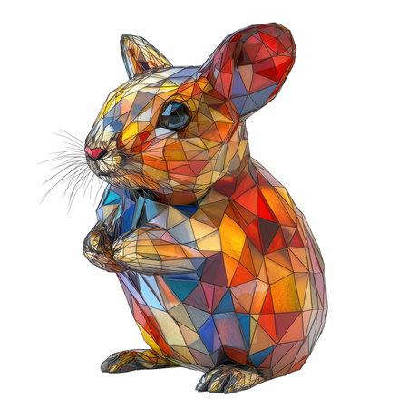 Polygonal rabbit isolated on white background. 3D rendering.の写真素材