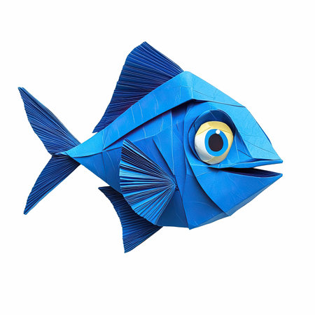 Blue fish isolated on white background. 3D illustration. Top view.の写真素材
