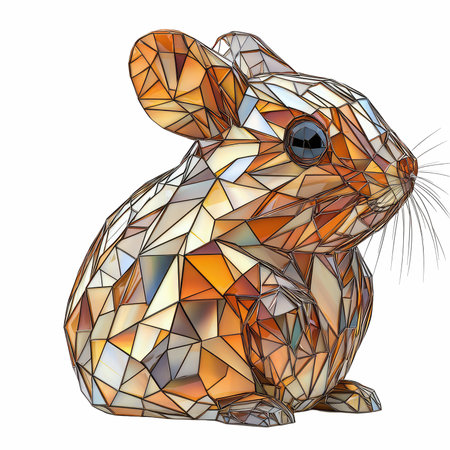 Polygonal rat. Isolated on white background. Vector illustration.の写真素材