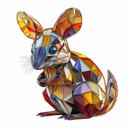 Polygonal chinchilla in low poly style isolated on white backgroundの写真素材