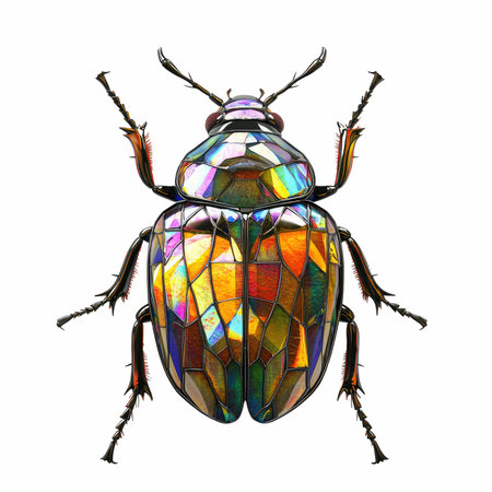 Colorful beetle isolated on white background. 3D rendering and illustration.の写真素材