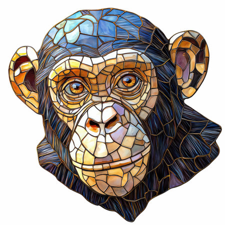 Ornamented monkey with a stained glass window. Vector illustration.の写真素材