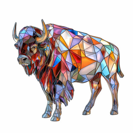 Low poly illustration of a bull. Polygonal illustration of a bull.の写真素材