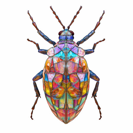 Colorful beetle isolated on white background. 3D rendering. Computer digital drawing.の写真素材