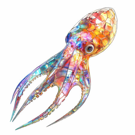 Octopus isolated on white background. 3d rendering with clipping pathの写真素材