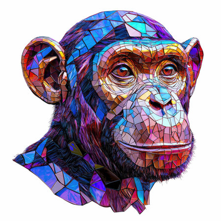 Monkey head. Polygonal mosaic style. Vector illustration.の写真素材