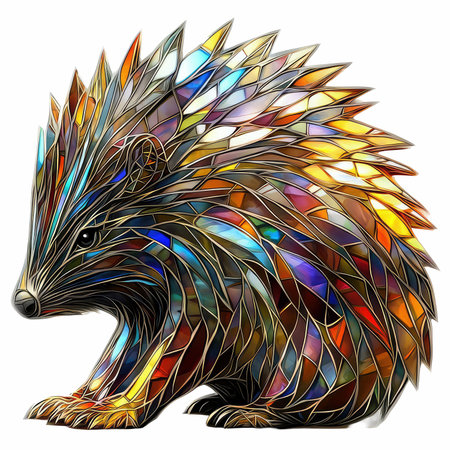 Colorful porcupine in stained glass style.の写真素材