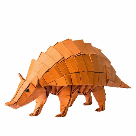 Paper origami dinosaur isolated on white background. 3d illustration.の写真素材