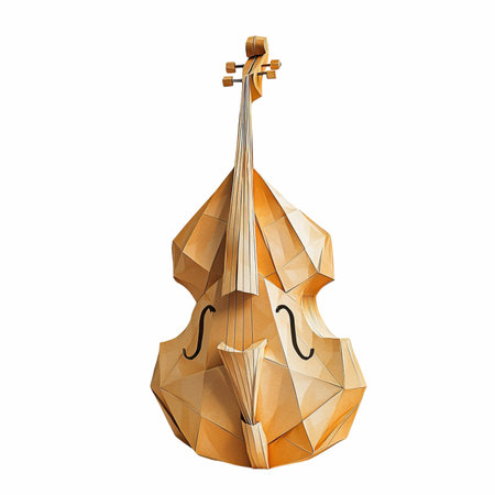3d rendering of a double bass in low poly style isolated on white backgroundの写真素材