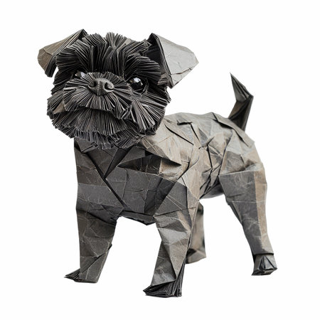 Paper origami dog isolated on white background. Animal origami.の写真素材