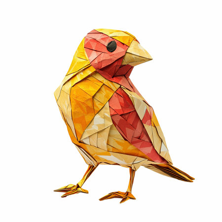 Polygonal bird isolated on white background. 3d illustration.の写真素材