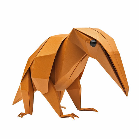 Origami dinosaur isolated on white background. 3d rendering.の写真素材