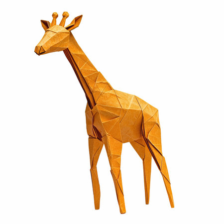 Origami giraffe isolated on white background. 3d rendering.の写真素材