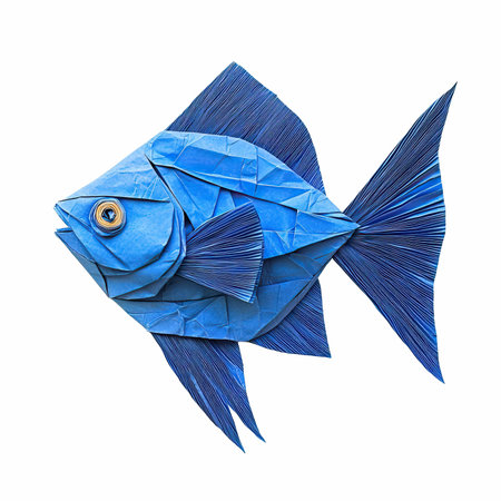 Blue gold fish isolated on white background. 3d render illustration.の写真素材