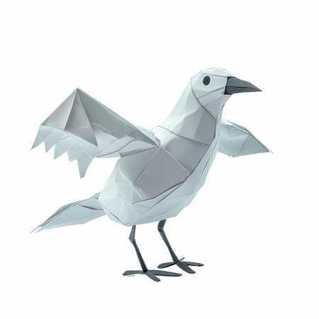Origami bird isolated on white background. 3d render. Vector illustration.の写真素材