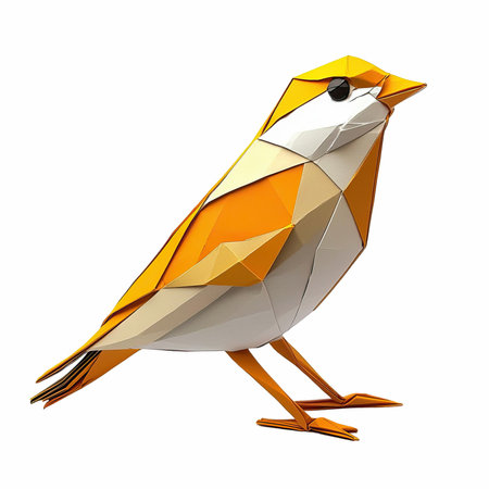 Bird origami isolated on white background. Polygonal bird.の写真素材