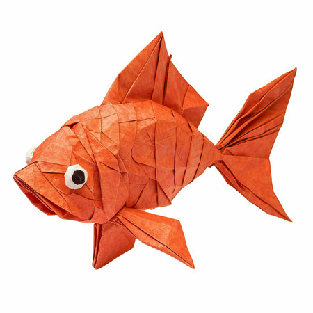 Paper fish isolated on white background. Clipping path included. 3D illustration.の写真素材