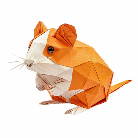 Paper origami hamster isolated on white background.の写真素材