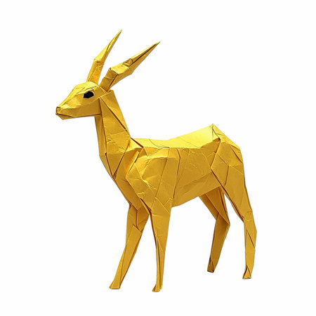 3d rendering of a golden deer isolated on white background.の写真素材