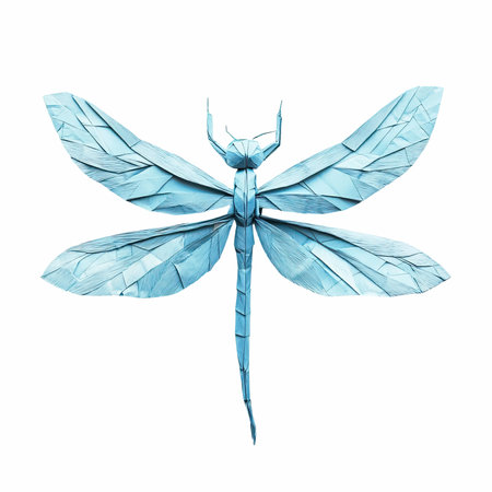 Blue dragonfly isolated on a white background. 3d rendering.の写真素材
