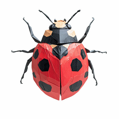 Red ladybug isolated on white background. Clipping path included.の写真素材