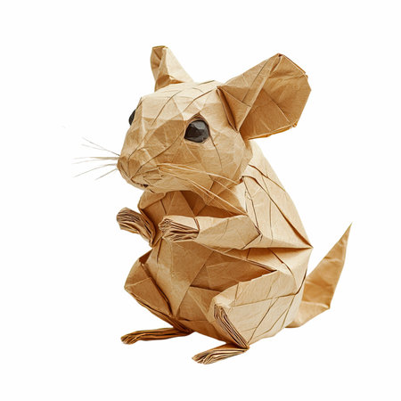 Crumpled paper mouse isolated on white background. 3d illustrationの写真素材