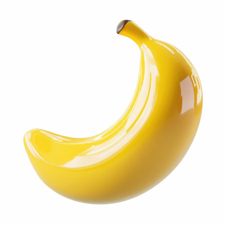 A glossy yellow banana featuring a smooth and rounded shape ideal for various design projects. Perfect for illustrating freshness, health, and organic beauty.の写真素材