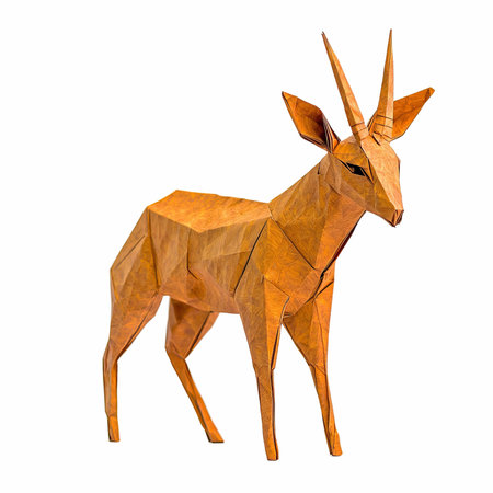 3D rendering of a low poly antelope isolated on white backgroundの写真素材