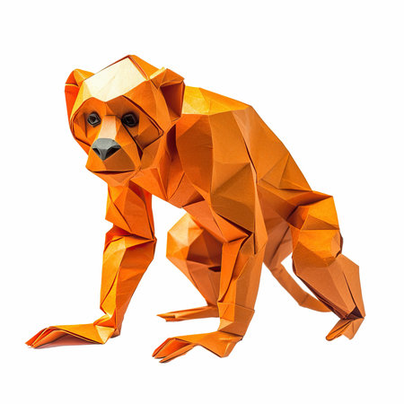 Origami animal isolated on white background. 3d rendering. Computer digital drawing.の写真素材