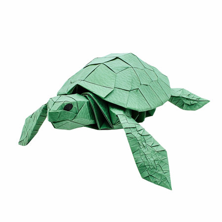 turtle origami isolated on white background. 3d illustration.の写真素材