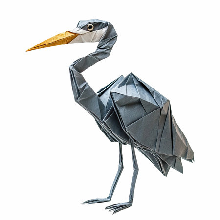 crane origami bird isolated on white background. 3d illustrationの写真素材