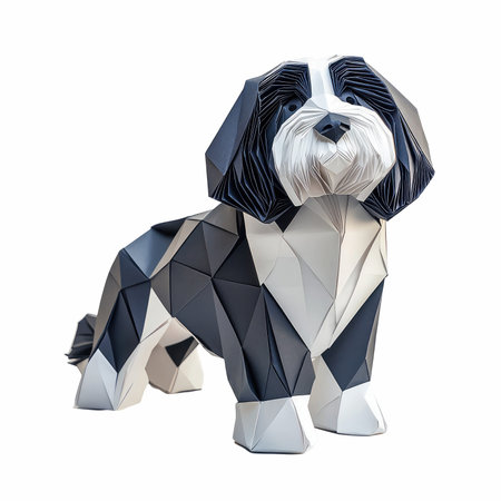 3d rendering of a shih tzu dog isolated on white backgroundの写真素材