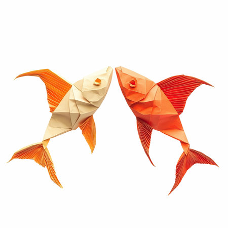Goldfish origami isolated on white background.の写真素材