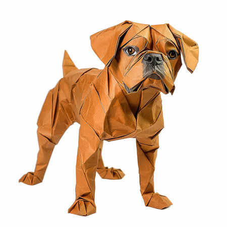 dog made of paper isolated on a white background.の写真素材