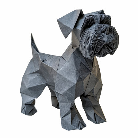 Origami dog isolated on white background with clipping path. Dog origami.の写真素材