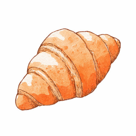 Delight in this beautiful illustration of a croissant with soft light orange hues, perfect for food-related projects or bakery designs.の写真素材