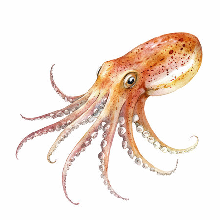 Illustration of an octopus isolated on a white background with clipping pathの写真素材