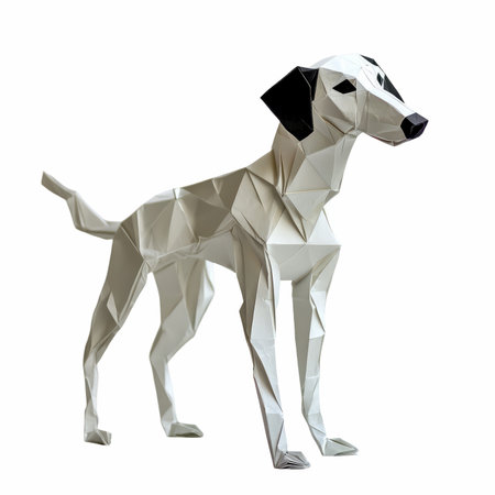 Polygonal dog isolated on white background. 3d illustration.の写真素材