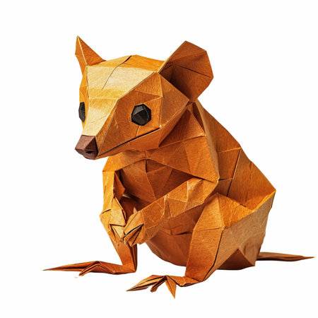 Paper origami dog isolated on white background.の写真素材