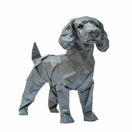 Paper origami dog isolated on white background. Origami dog.の写真素材
